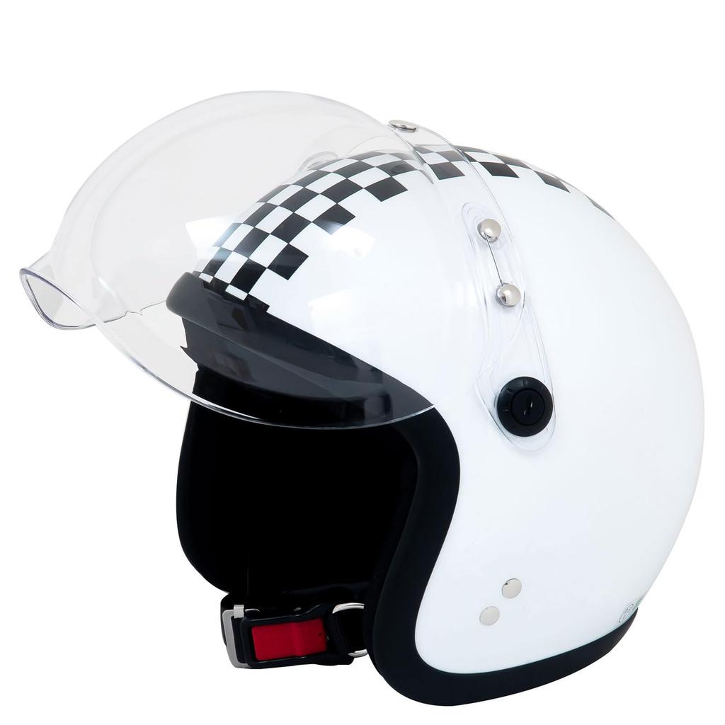 Motobowatt BB мотоциклетный шлем маленький реактивный с вращающимся щитком BB свободный размер белый/клетчатый (58-60cm)