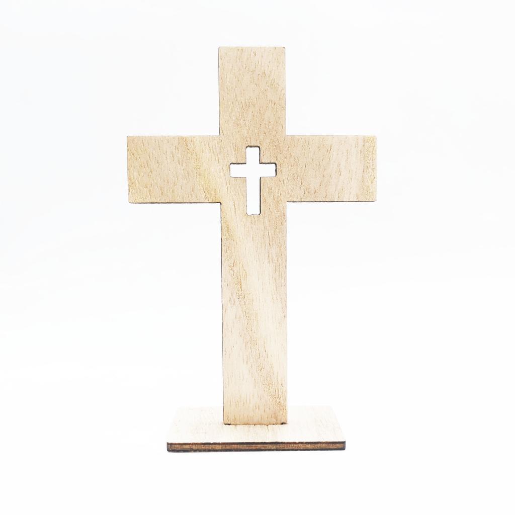 10 PCS Wooden Cross Crafts Creative Festival Accessories Wooden Set Cross Craft Ornament