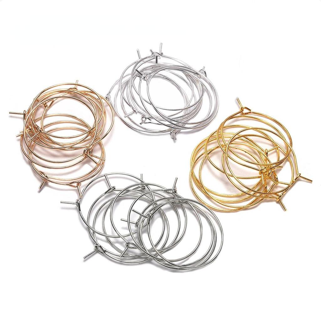 20-50pcs/lot 20 25 30 35 Mm Silver/Gold Hoops Earrings Big Circle Ear Wire Hoops Earrings Wires For DIY Jewelry Making Supplies