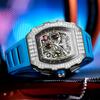 Модные многофункциональные спортивные мужские полностью автоматические светящиеся механические часы с тремя циферблатами и календарем