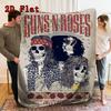Rock band skull theme 2D Flat Pattern Flannel Blanket High quality All Seasons Warmth and Comfort Perfect for Christmas Gifts.P260914551