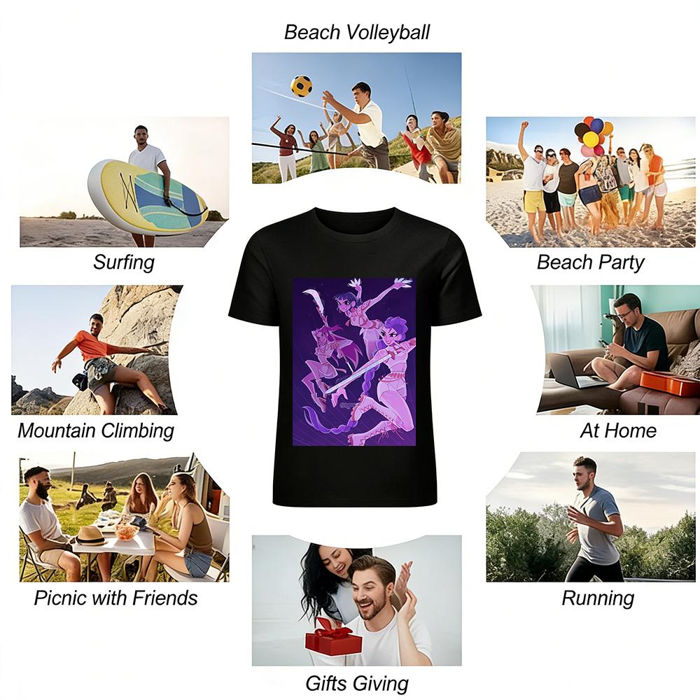 Vintage Anime Style Cool Female Warrior Print Top Trendy ACG Peripheral Loose Casual T-Shirt Pure cotton T-shirt