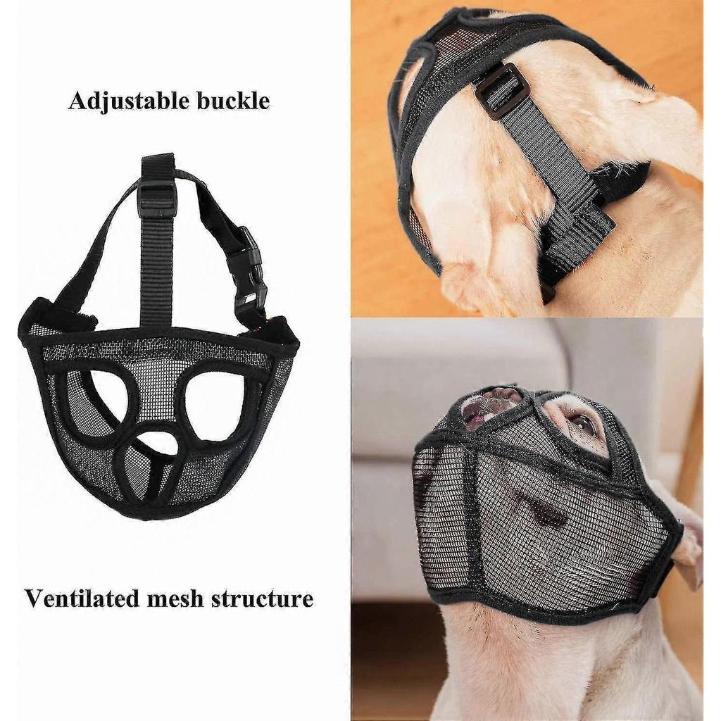 Dog Muzzle With Short Snout Adjustable Breathable Mesh Muzzle For English French Bulldogs Anti-bite Chewing less