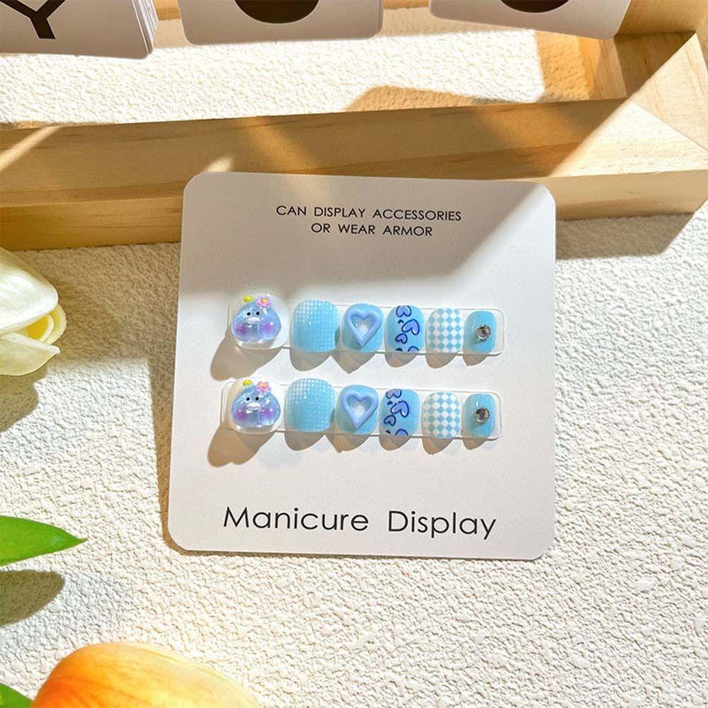 Flower Kids Cartoon Fake Nails Bears Cartoon Nail Accessories Children False Nails Kids Toys