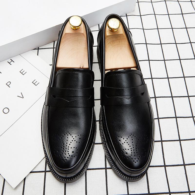 Luxury Brand Penny Loafers Men Casual Shoes Slip On Leather Dress Shoes Big Size 38-46 Brogue Carving Loafer Driving Party