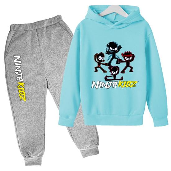 Kids Hoodie Funny Ninja Print Clothes Coat Top+Pants 2P Boy Girl Toddler 3-12 Years Casual Sunshine Pullover Sports Letters Set