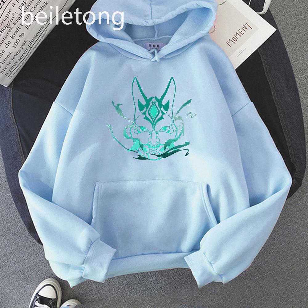 Kawaii Xiao Genshin Impact Топы Эстетическая одежда в стиле аниме Толстовка с капюшоном большого размера Harajuku Толстовка Женская уличная одежда с длинным рукавом Kpop