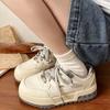 Круглый носок ретро легкие увеличение роста интернет-знаменитость платформа белые туфли женские 2024 новые весна и осень студенты гонконгский стиль s