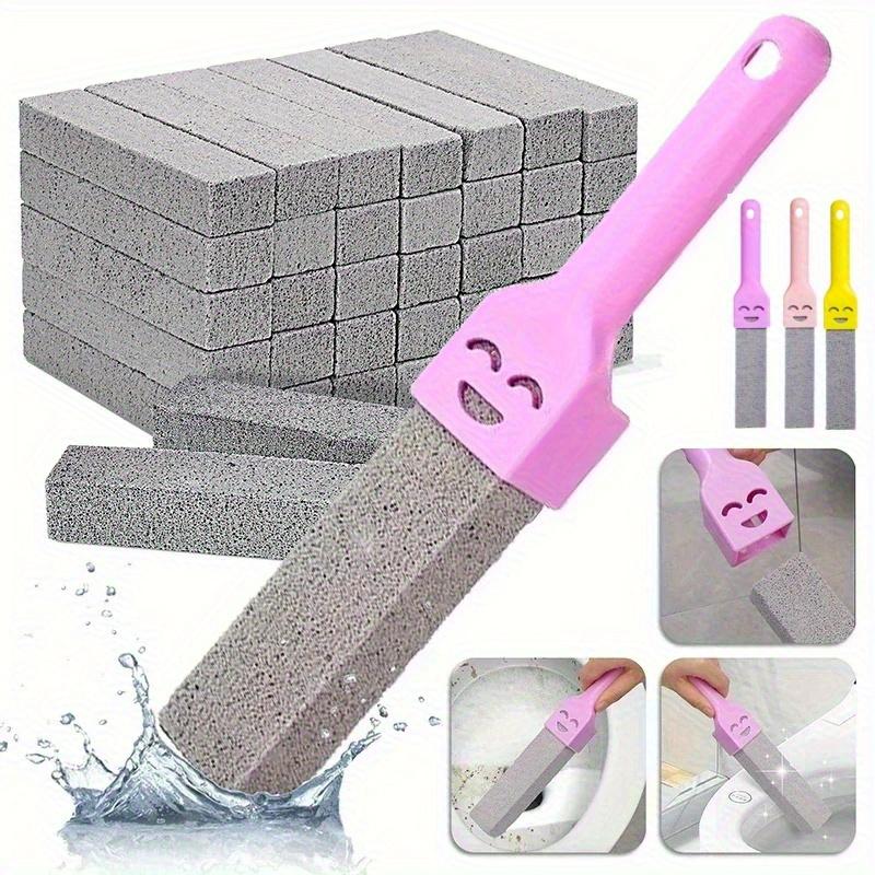 5pcs Pumice Stone Toilet Brush with Handle, for Removing Limescale, Rust, and Stains From Toilets, Tiles, Sinks, and Bathtubs, Bathroom Cleaning Tools