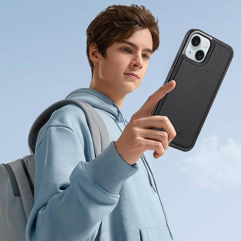 LC.IMEEKE L2 Series for iPhone 15 Plus/14 Plus Case PU Leather Wallet Detachable Magnetic Phone Cover