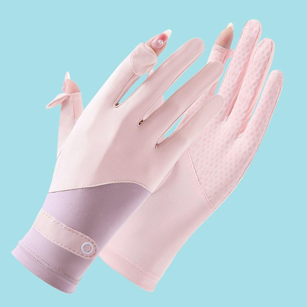 Нескользящие Анти-УФ Перчатки-митенки с сенсорным экраном из ледяного шелка Солнцезащитные перчатки Женские перчатки