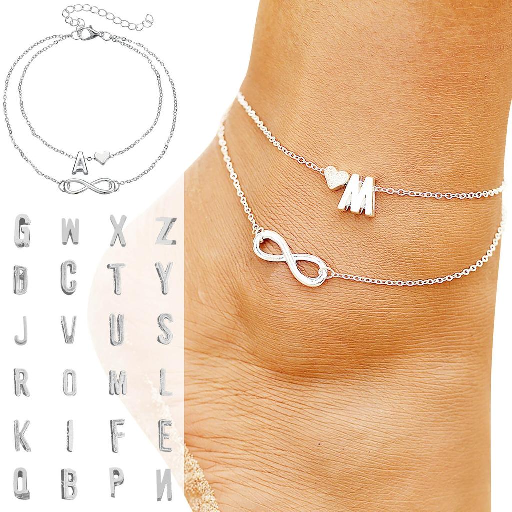Letter Double Foot Chain Infinite Love Chain Women's Foot Chain Summer Gift Beach Gift For Mother