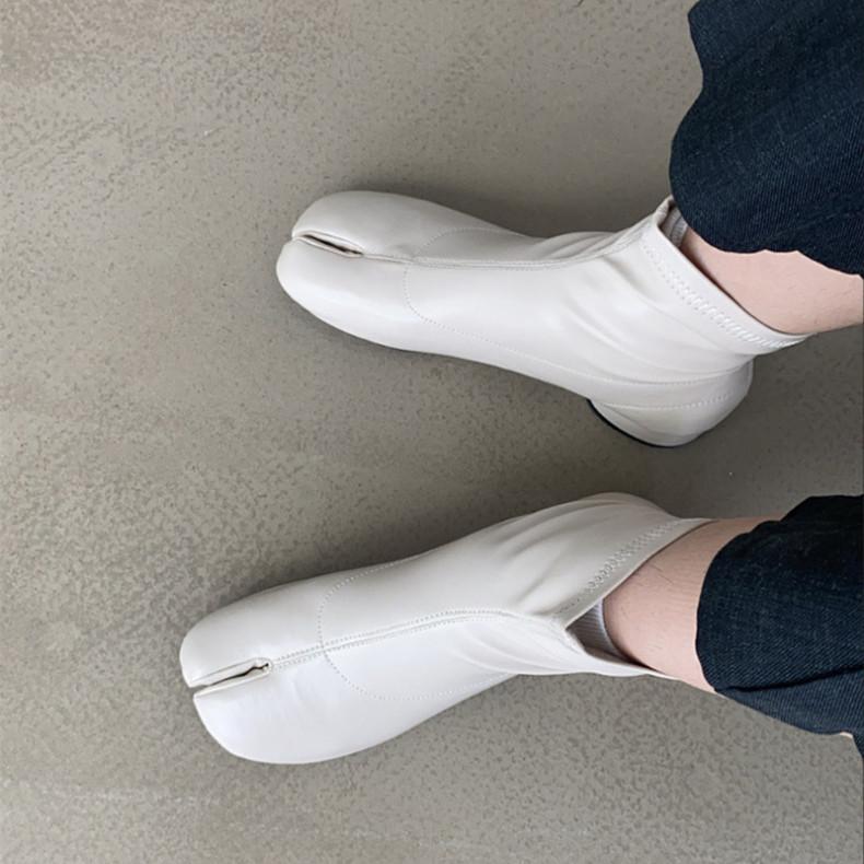 IPPEUM Women Boots Split Toe Shoes Black Leather Pu Round Heel 3 CM 2024 New Plus Size 43 Autumn Winter Ankle Boots