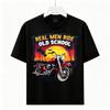 Real Men Ride Old School Vintage Motorcycle Sunset Biker Unisex Graphic T-Shirt