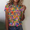 Летний топ с круглым вырезом, геометрическим узором и 3D-принтом, модный, повседневный, красочный, с короткими рукавами, женская футболка