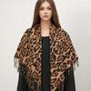 Leopard Print Pattern Imitation Cashmere Warm Shawl Autumn and Winter Popular Versatile Women's Scarf Short Fringed Long