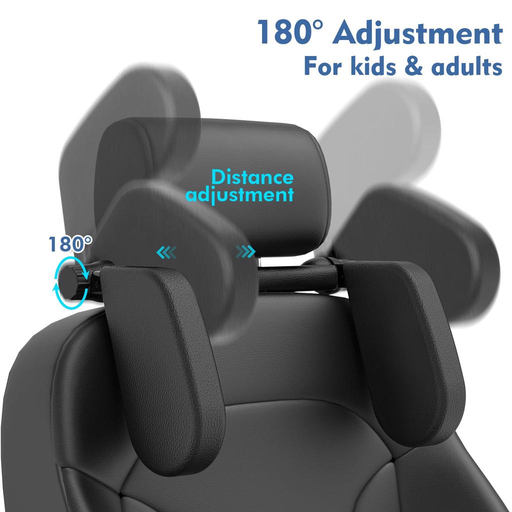 Подголовник JZCreater, подушка для шеи в машину, подголовник для путешествий, регулируемая поддержка осанки во время сна, простая установка, подходит для детей и взрослых, U-образная форма, 180°