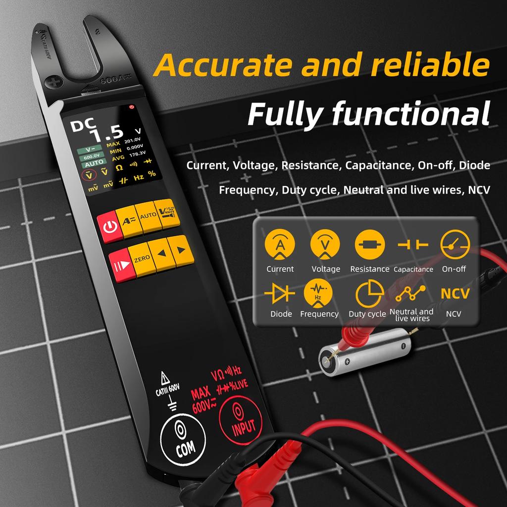 BSIDE Profesional Fork Meter 9999 Counts USB Charge Electrical Tester Clamp meter True RMS 600A Digital DC AC Clamp Meter NCV U6