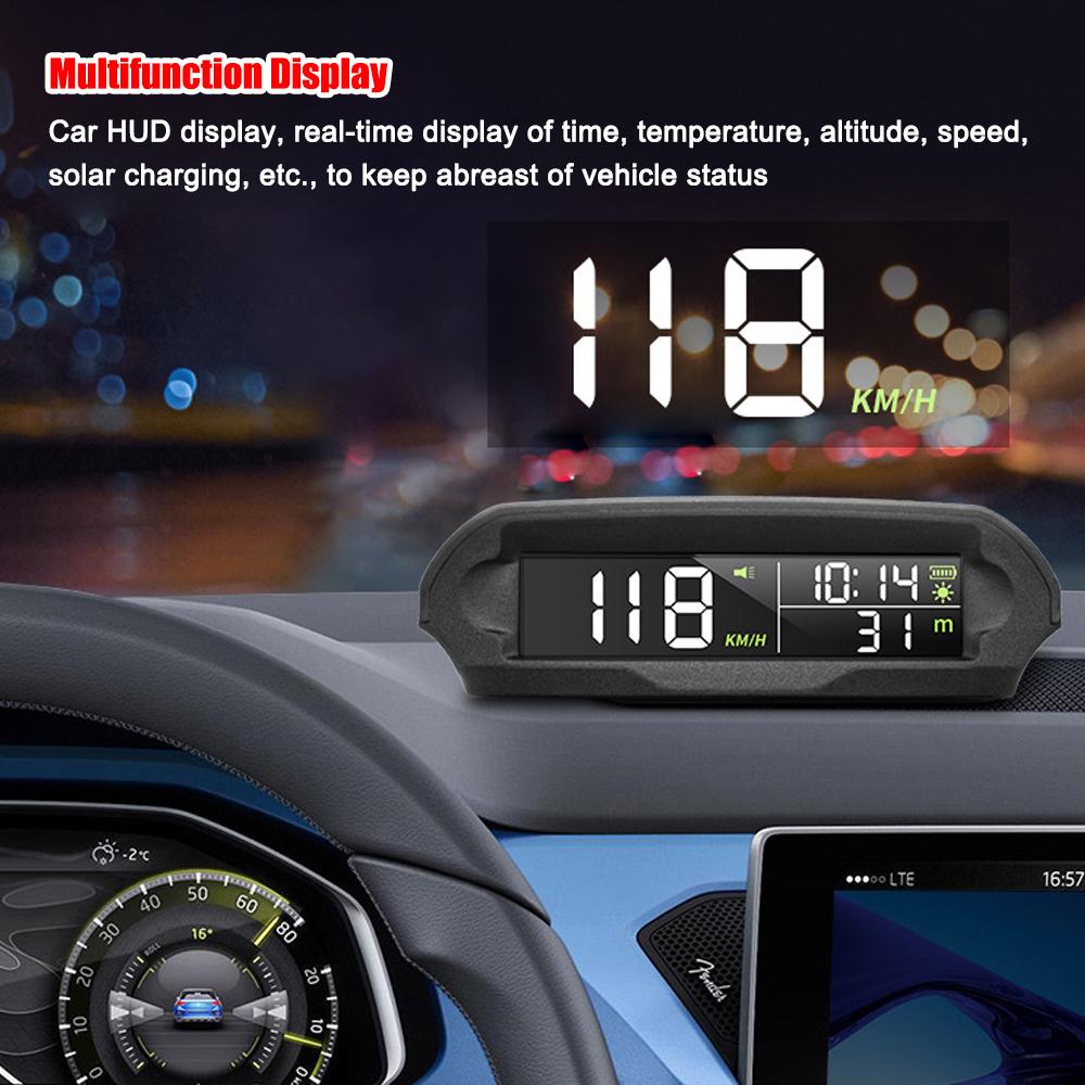 Автомобильный беспроводной HUD дисплей на солнечной батарее GPS цифровой спидометр с ЖК-экраном сигнализация превышения скорости