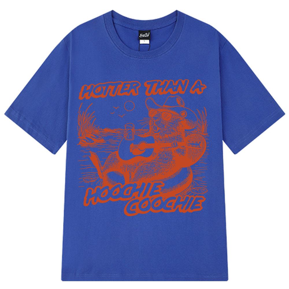 Hotter Than A Hoochie Coochie Cute Beaver Beach Summer Print T Shirt 90s Country Music T-Shirt Men Women Vintage Cotton T-shirts