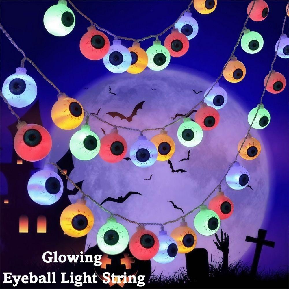 Colorful Luminous Eyeballs Ten Glowing Eyeball Hanging Lamp Unique Eyeball String Lights Halloween
