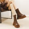 Johnature High End Retro Hollowed Out Short Boots Genuine Leather Versatile Breathable Women's Shoes