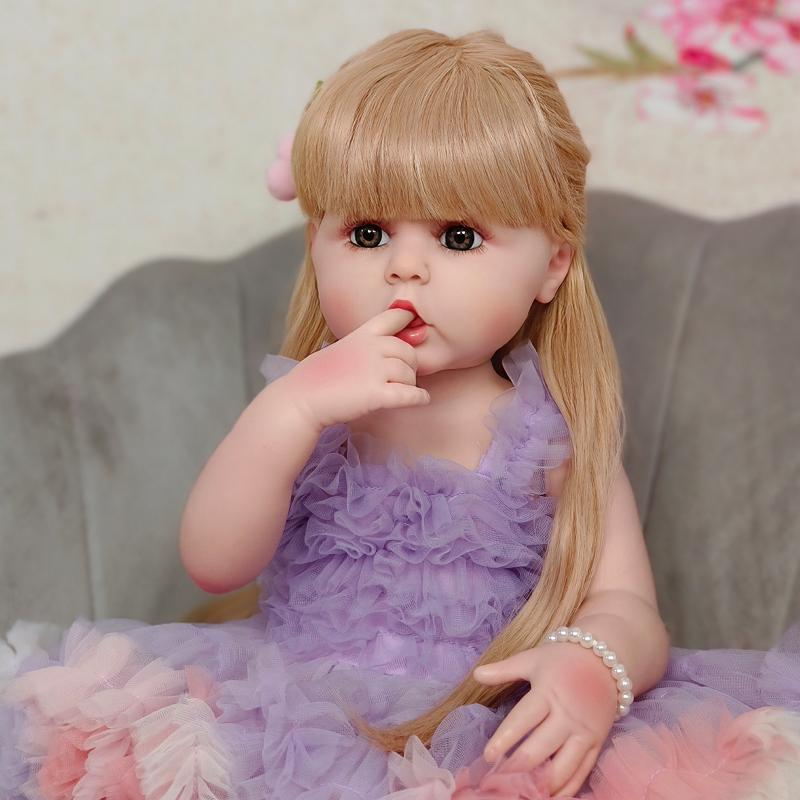 55CM Reborn Dolls Silicone Full Body Bebe Reborn Reallista Cute Princess Toddler Can Bath Toys For Children Birthday Gift