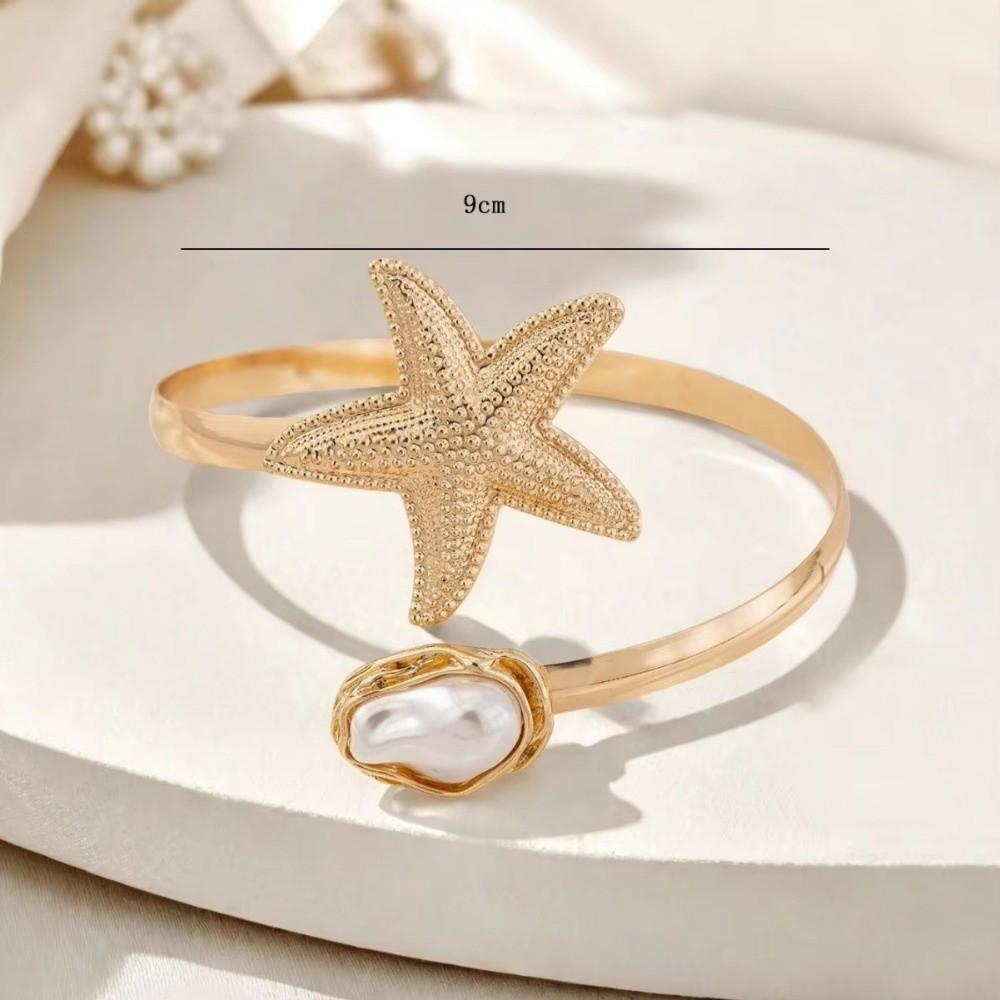 Pearl Starfish Upper Arm Cuff Bracelet Summer Armlet Bangle Ocean Beach Jewelry