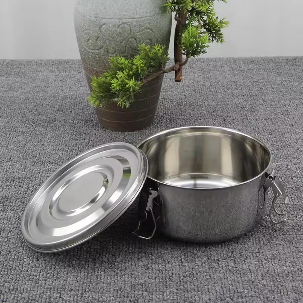 304 Stainless Steel Korean Lunch Box Round Lunch Container Household Food Storage Box Camping