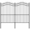 Vidaxl Ogrodzenie Z Grotami, Czarne, 222 Cm, Malowana Proszkowo Stal