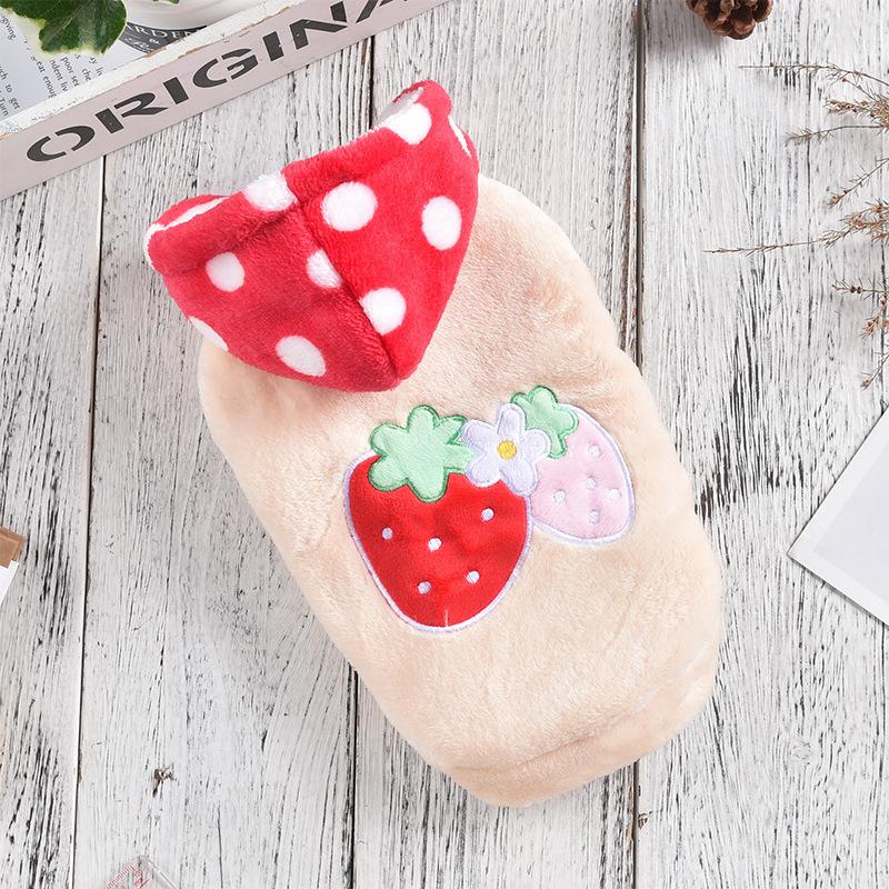 Pet Strawberry в шапке, двухфутовое осенне-зимнее пальто для маленьких и средних собак, плюшевая толстовка с капюшоном для собак, одежда для собак