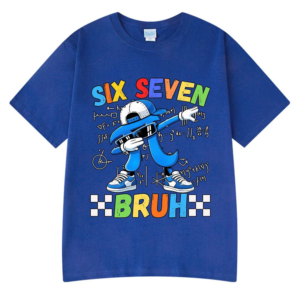 Six Seven Bruh Pi Day Dabbing Funny Cartoon Meme T Shirts Unisex Women Clothing Fashion Harajuku Cotton Casual Short Sleeve T-shirt