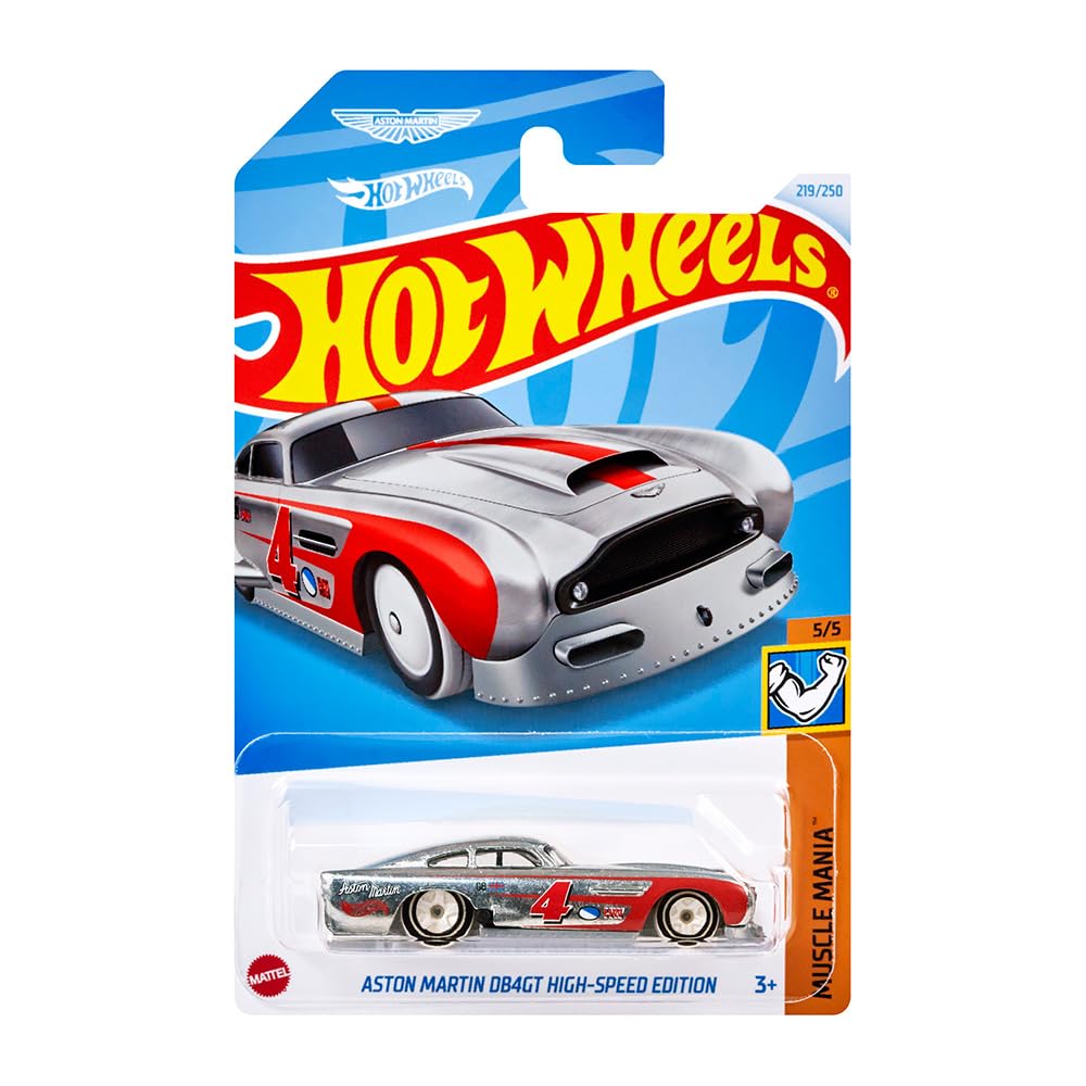 Hot Wheels Basic Car Aston Martin DB4GT High Speed Edition игрушечная мини-машинка для детей от 3 лет и старше, серебристый HXR20