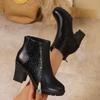 Fashion British Style Round Toe White High Heel Boots Women's Short Boots
