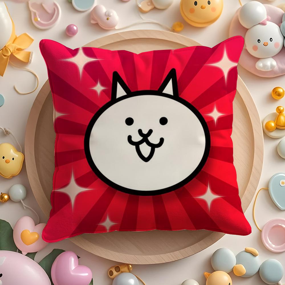 Подушка с принтом из аниме Battle Cats, чехол для подушки, мягкая плюшевая ткань, двусторонняя печать, теплая зимняя подушка для дивана