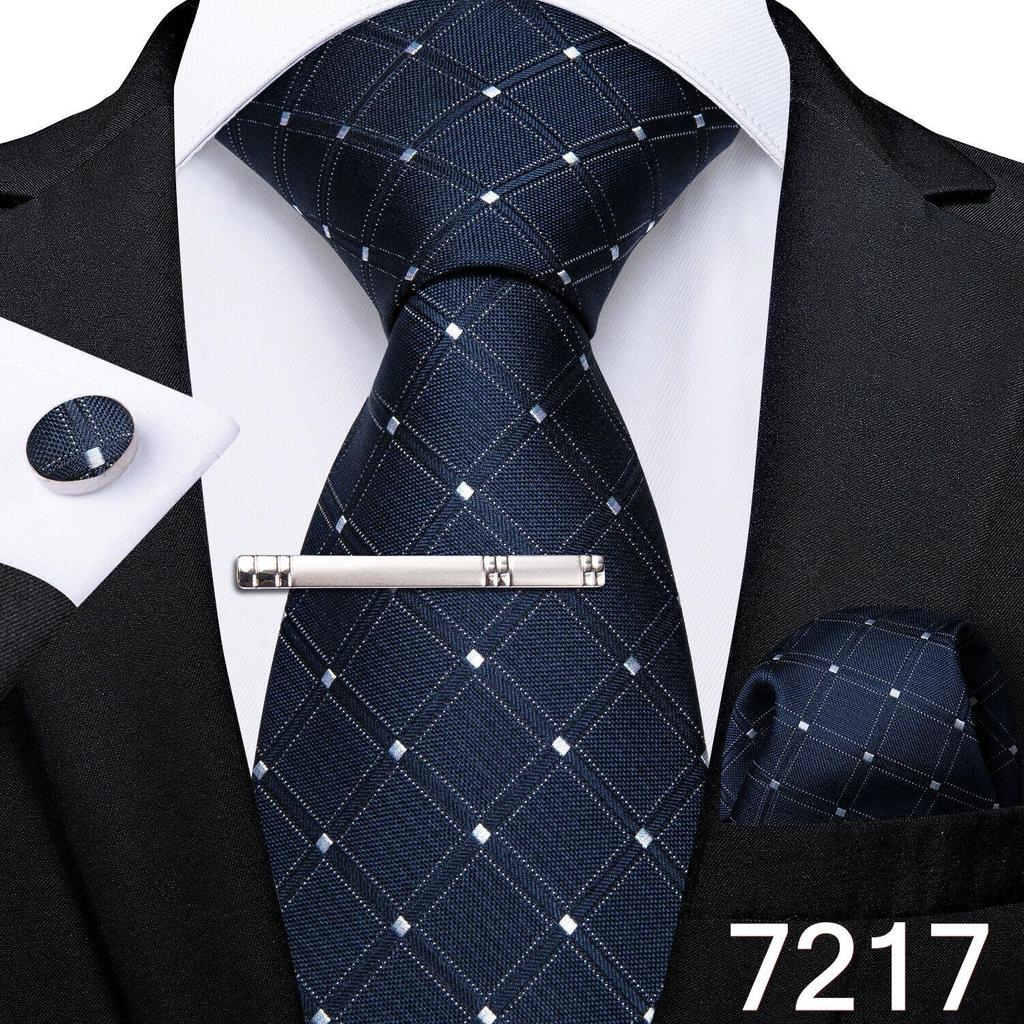 Набор для Мужчин: клетчатый галстук 8,5 см, клип и запонки в клетку