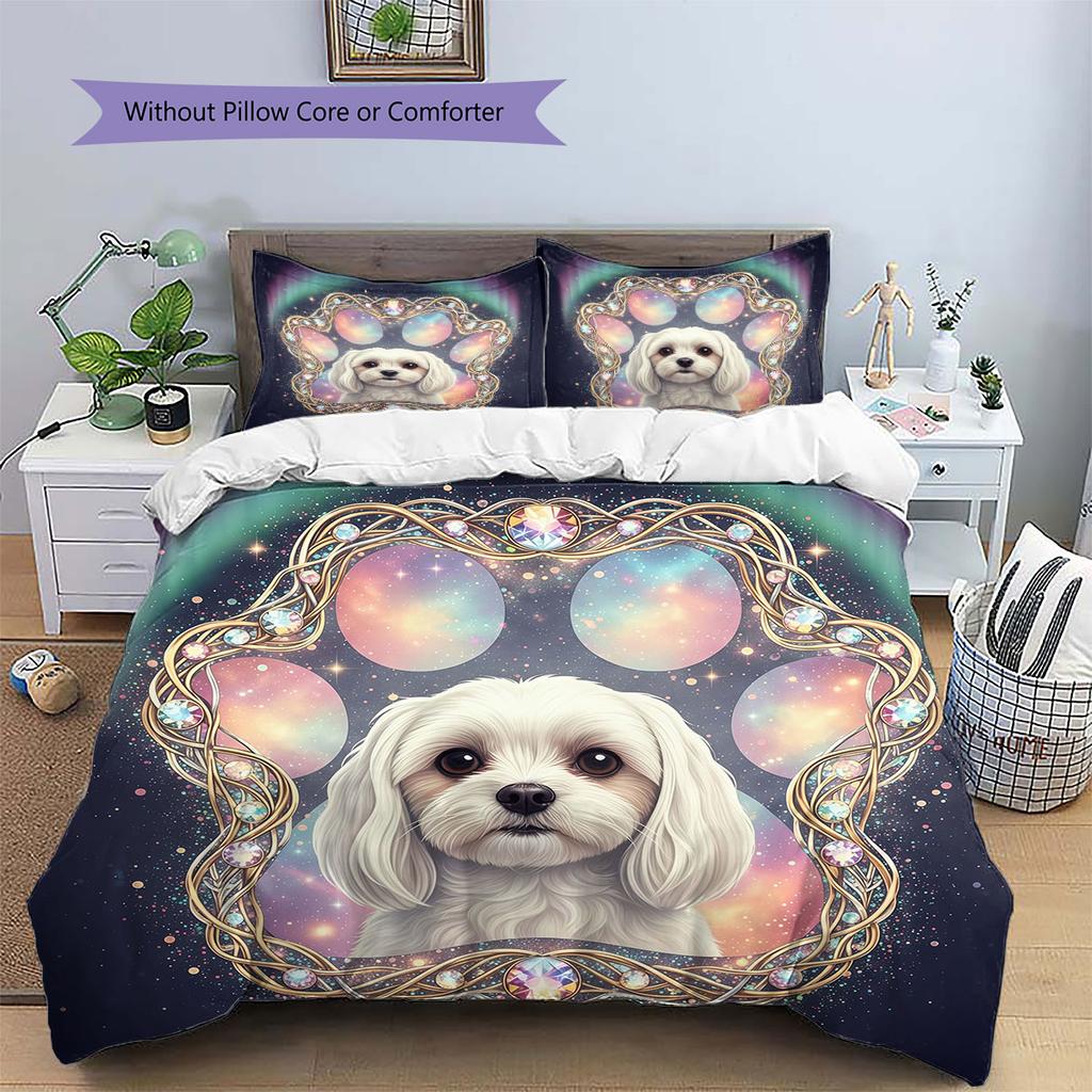 Dogpaws Pattern Bedding Quilt Set Quilt Cover Pillowcase Home Decoration Birthday Gift (1 * duvet cover + 2 * pillowcase, without core)