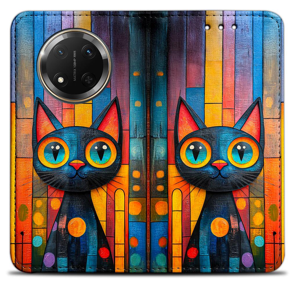 Etui Typu Portfel Do Honor Magic7 Lite - Pokrowiec Bluemoon Nadruk + Szkło 9H