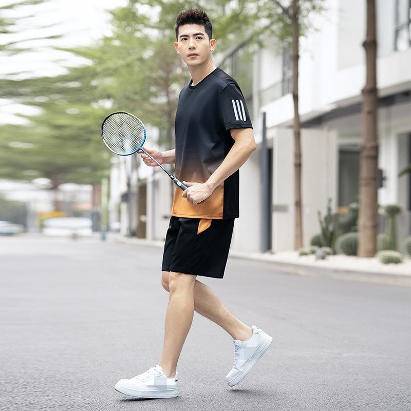 Men's Running Quick Drying Sports Set Ice Silk Fat Sports Clothing Set