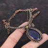 Ожерелье из синего солнечного камня, ожерелье из медной проволоки с драгоценными камнями, ювелирные изделия ручной работы из меди, регулируемое ожерелье, ювелирные изделия с проволочной обмоткой, подарки на годовщину