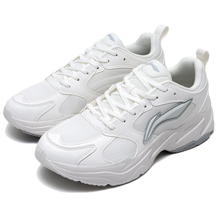 Li Ning Pulse Classic Модные Универсальные Удобные Амортизирующие Нескользящие Износостойкие Низкие Кроссовки Папы Мужские кроссовки Серебристо-белые AGCV145-1