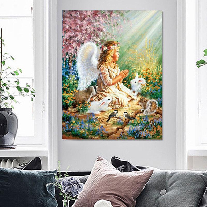 Набор для вышивки крестом DIY Алмазная вышивка Маленький ангел Полный круглый алмазная живопись Мозаика Домашний декор