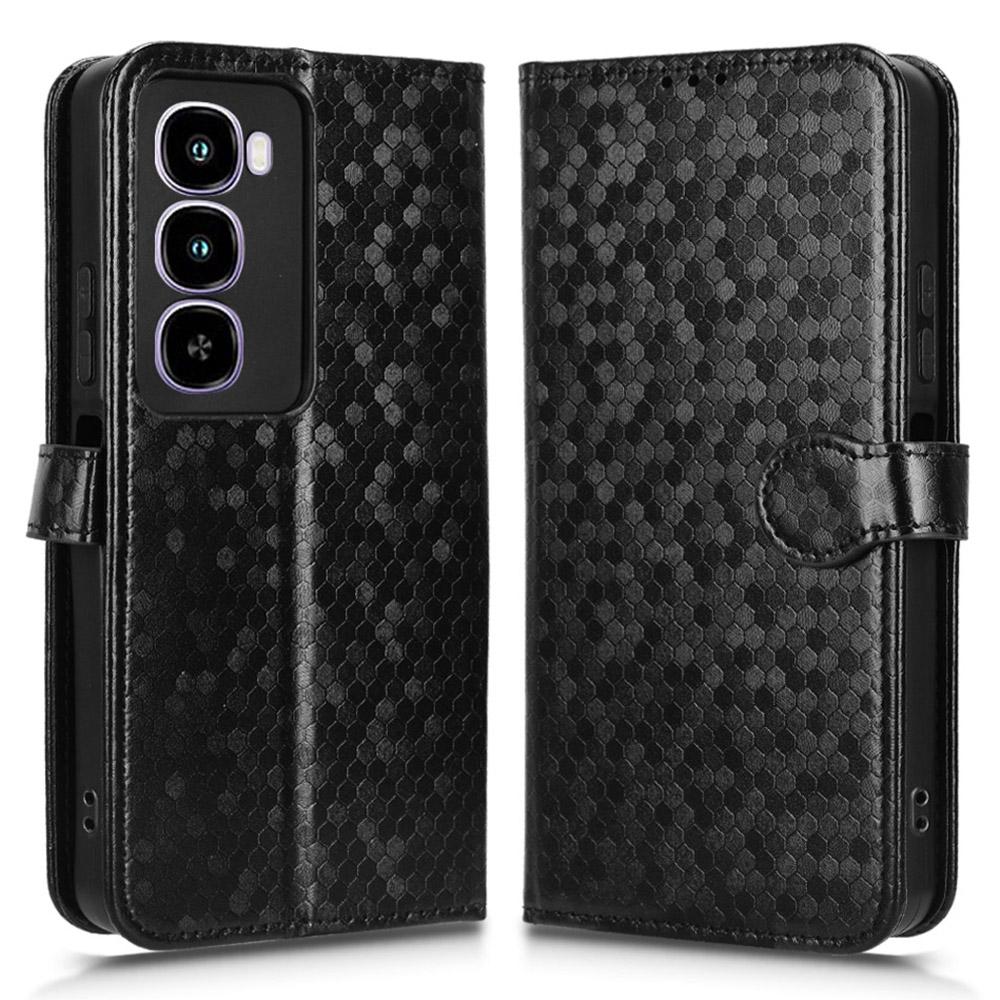 For itel City 100 4G Wallet Case Dot Pattern Imprint PU Leather Phone Cover with Wrist Strap