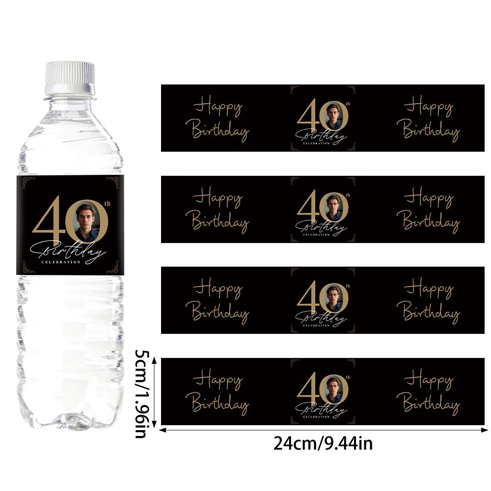 30 шт. Наклейка на бутылку для вечеринки по случаю 30-го, 40-го, 50-го, 60-го, 70-го дня рождения с персонализированной фотографией лица для украшения взрослой вечеринки по случаю дня рождения