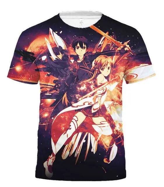 3d T-shirt Man Woman T-shirt Sword Art Online 3D Printing Anime T-shirt Plus Size Tee Tops 6XL