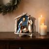 Christmas Religious Theme Decor Nativity Scene Wooden Tabletop Sign, Manger Holy Family Figurine Decor, Classic Gift Xmas Desktop Ornament,