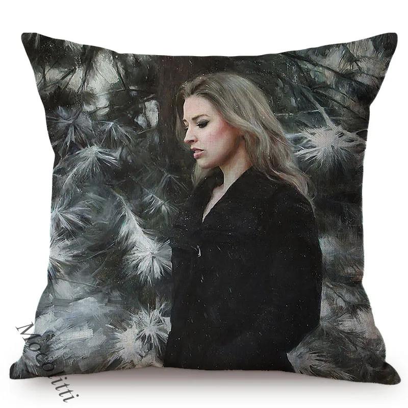 Beautiful Woman Self Portrait Art Sofa Throw Pillow Case Sexy Oil Painting Chair Decoration Square Cushion Cover Cojines