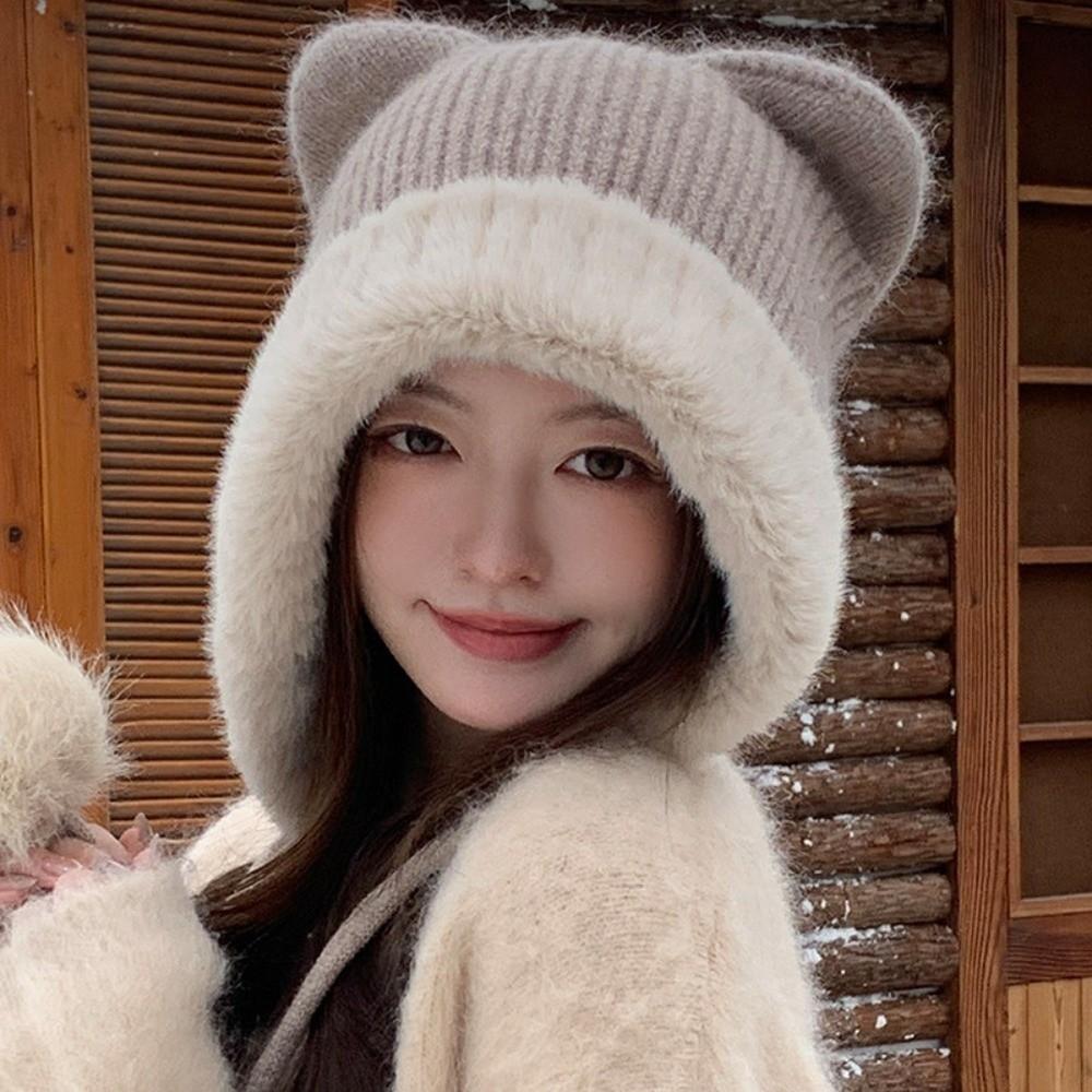 Thick Warm Plush Ear Flap Hat Polyester Thick Cold Proof Hat Comfortable Winter Warm Hat For Women