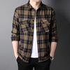 Autumn Men's Lapel Plaid Long-sleeved Shirt Youth Korean Version of Fashion Casual Thin Fashionable Shirt