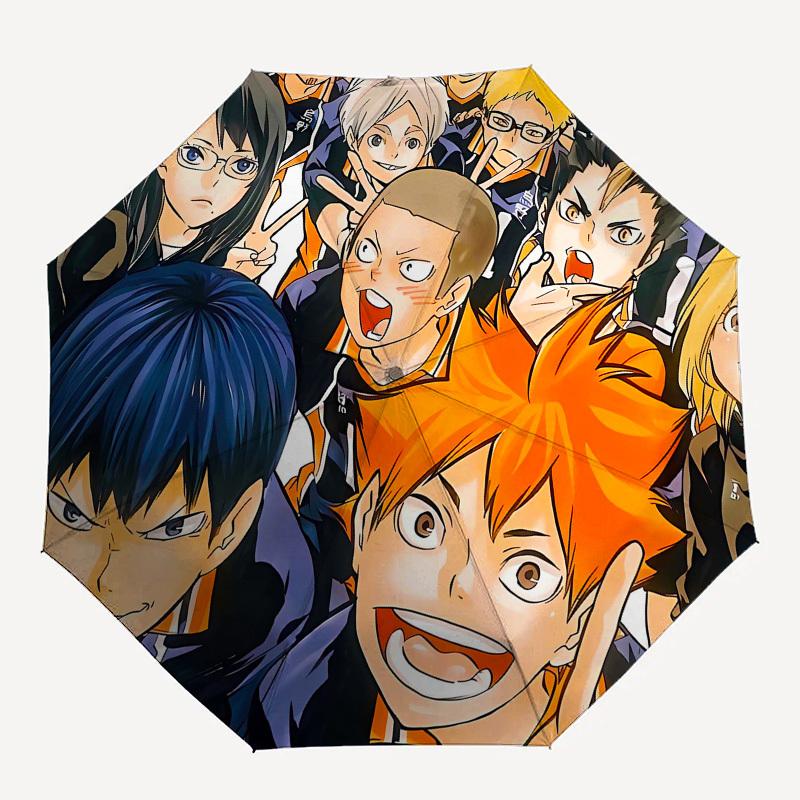 Haikyuu!! Anime Characters Automatic Opening and Closing, 8 rib Structure Portable Umbrella, Suitable for Men and Women in All Seasons Perf